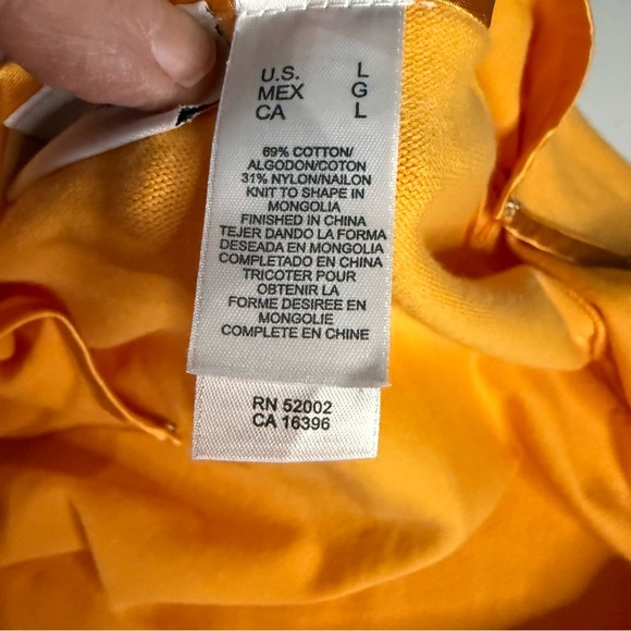 Liz Golf Cardigan Snap Front Cantaloupe Satin Trim Tight Knit Women’s Size Large - Picture 10 of 12